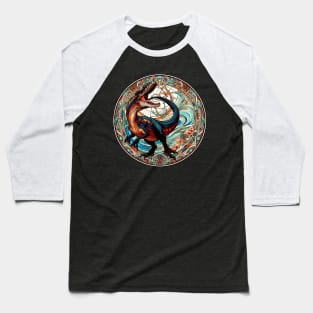 Velociraptor Dinosaur in an Art Nouveau Style Baseball T-Shirt
